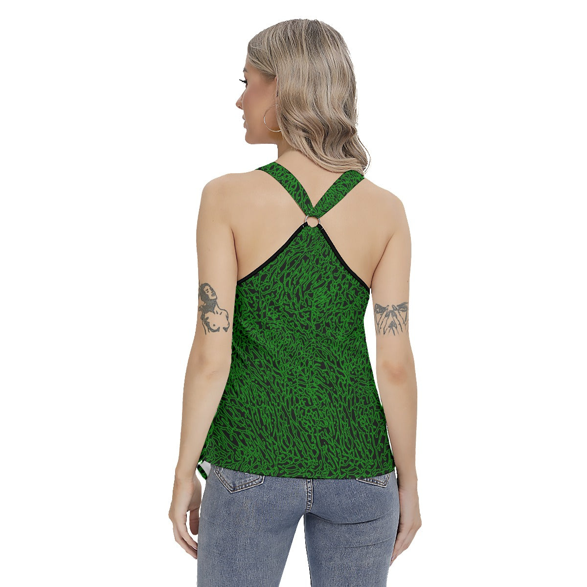 All-Over Print Women's Racing Tank Top With Irregular Hem