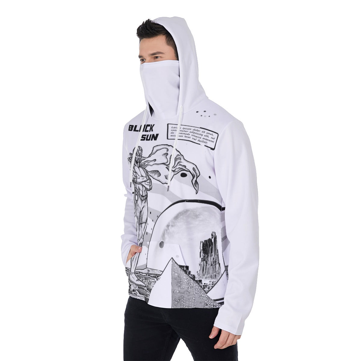 All-Over Print Men's Pullover Hoodie With Mask
