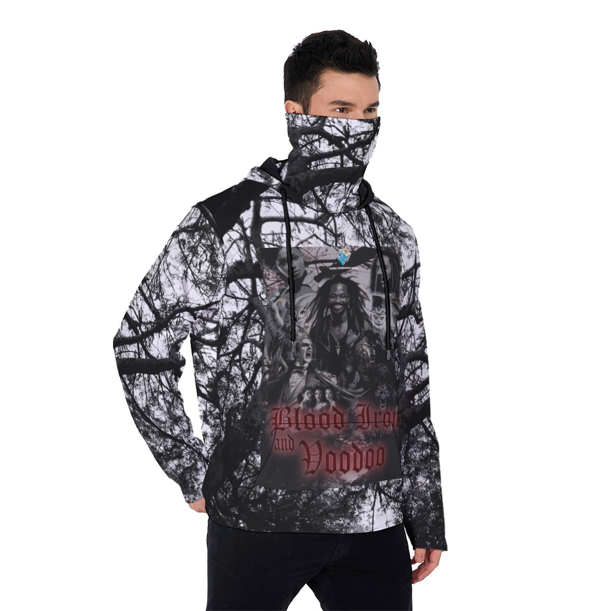 All-Over Print Men's Pullover Hoodie With Mask
