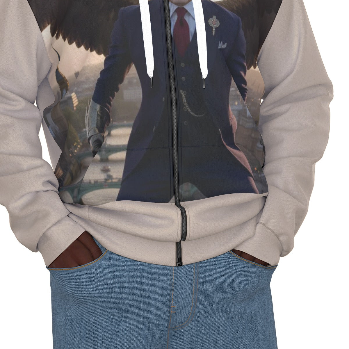 All-Over Print Unisex Zipper Hoodie With Black Lining