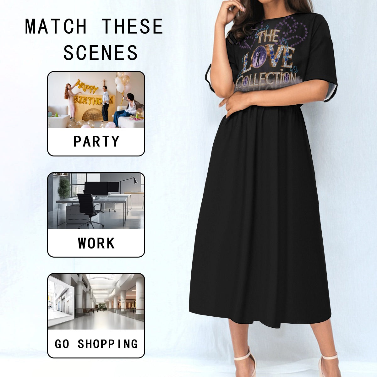 All-Over Print Women's Elastic Waist Dress