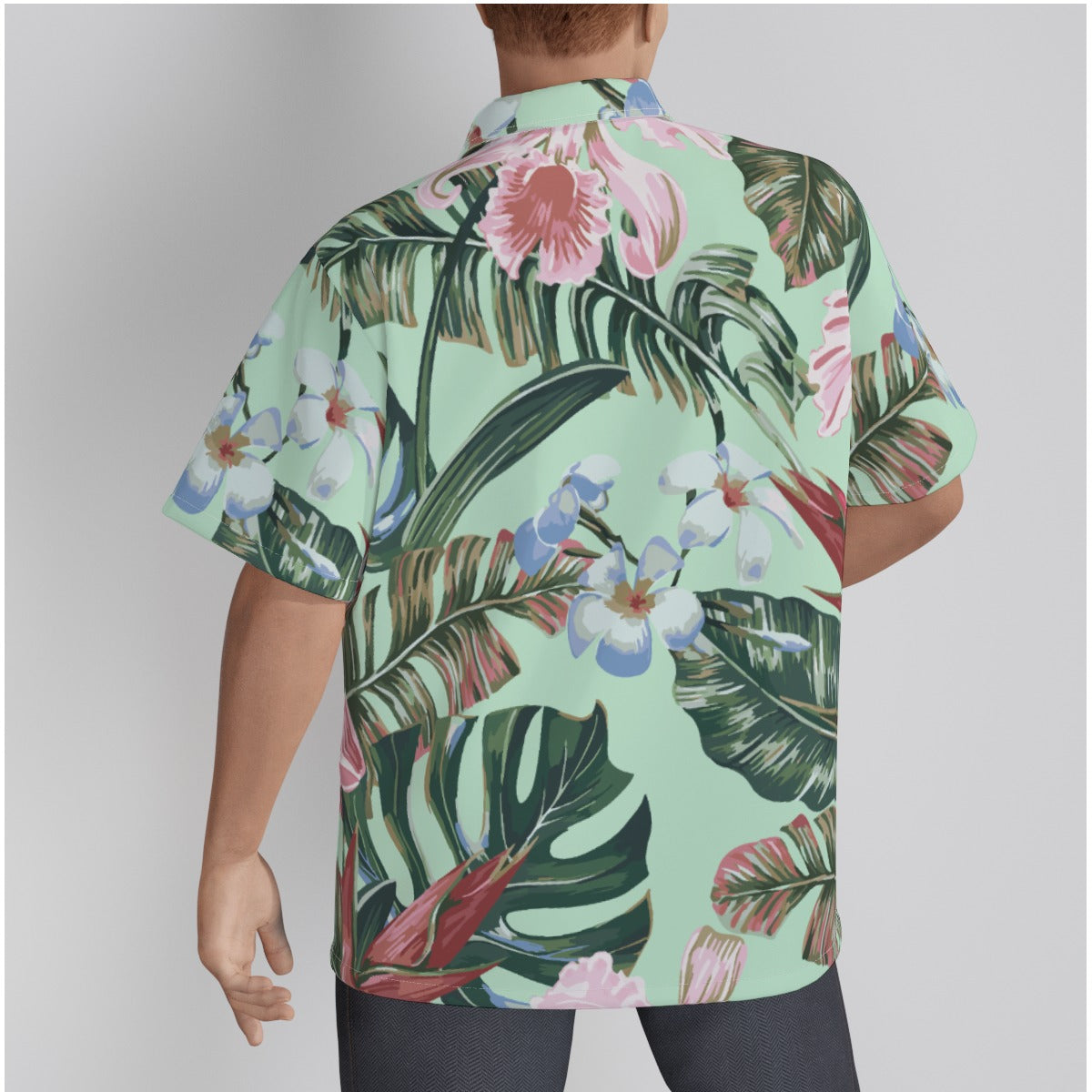 All-Over Print Men's Hawaiian Shirt With Button Closure