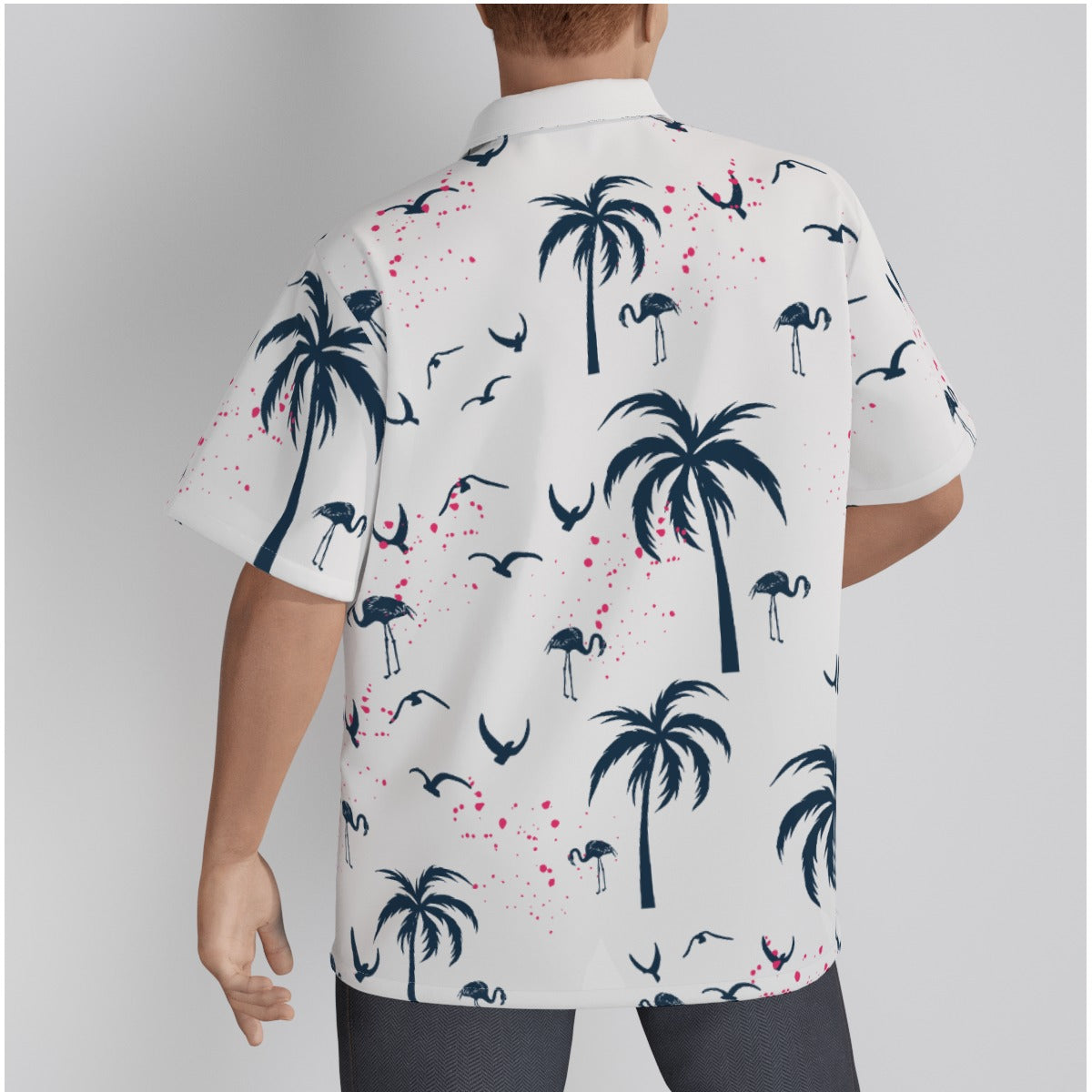 All-Over Print Men's Hawaiian Shirt With Button Closure