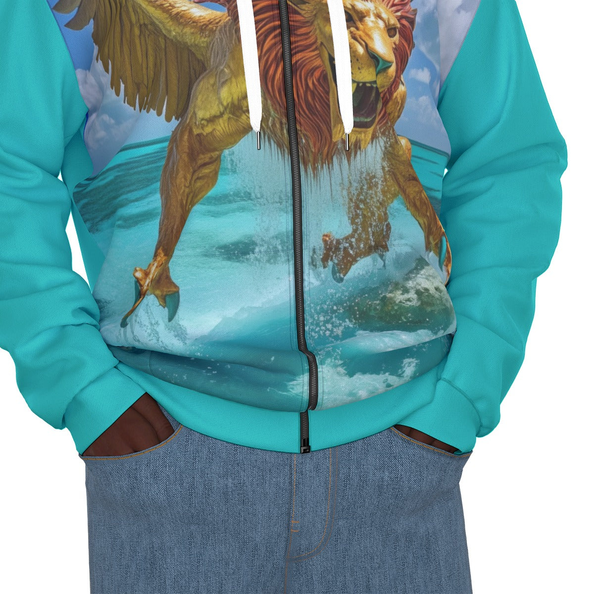 All-Over Print Unisex Zipper Hoodie With Black Lining