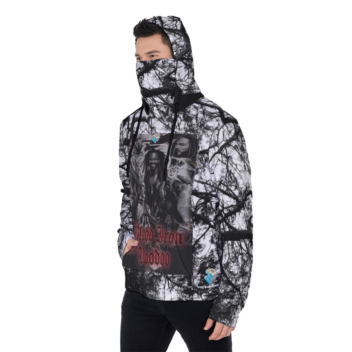 All-Over Print Men's Pullover Hoodie With Mask
