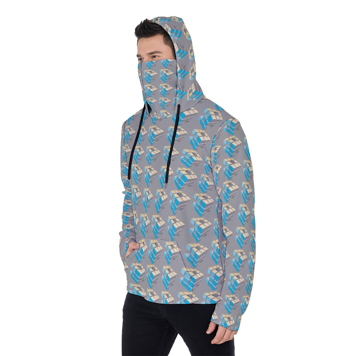 All-Over Print Men's Pullover Hoodie With Mask
