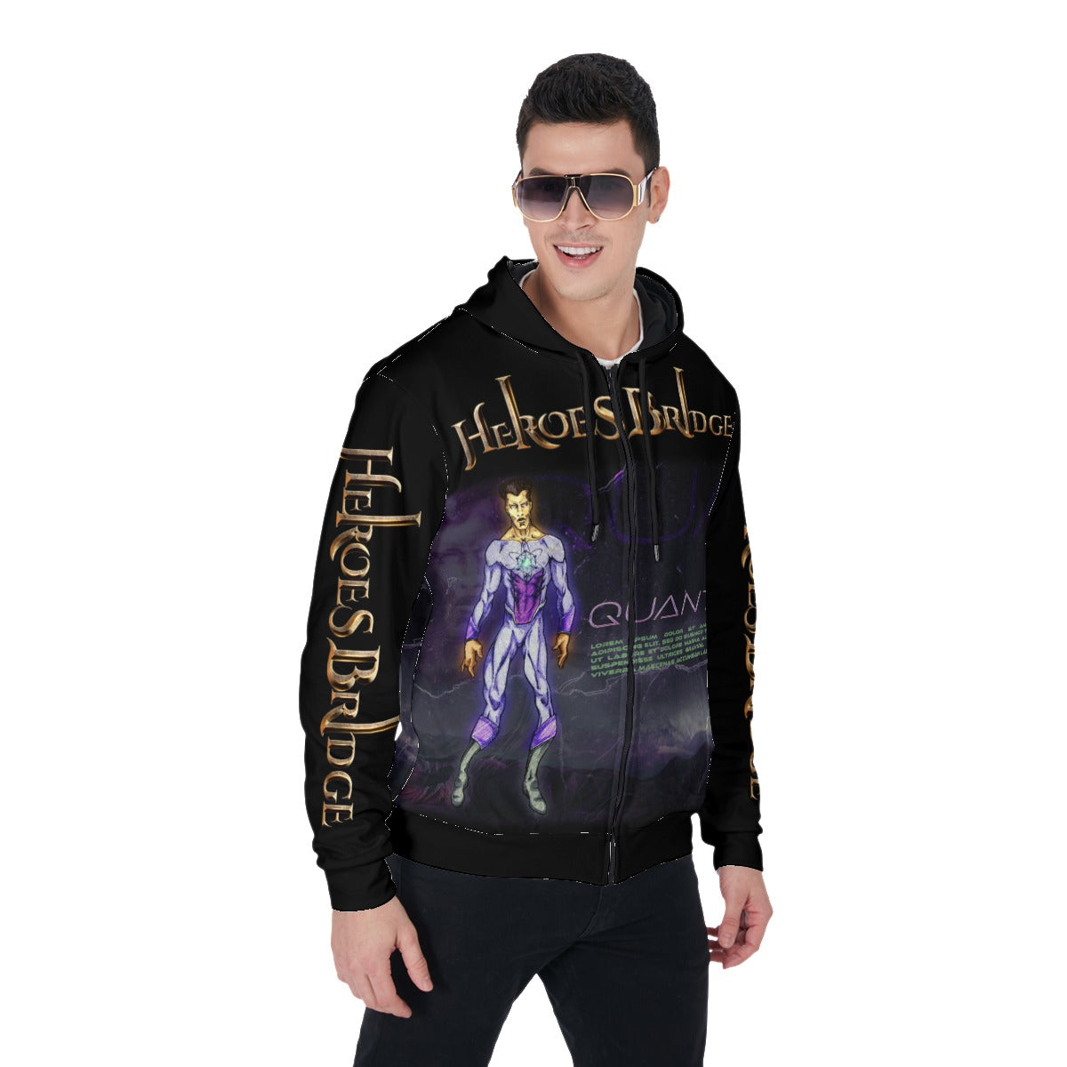 All-Over Print Zip Up Hoodie With Pocket