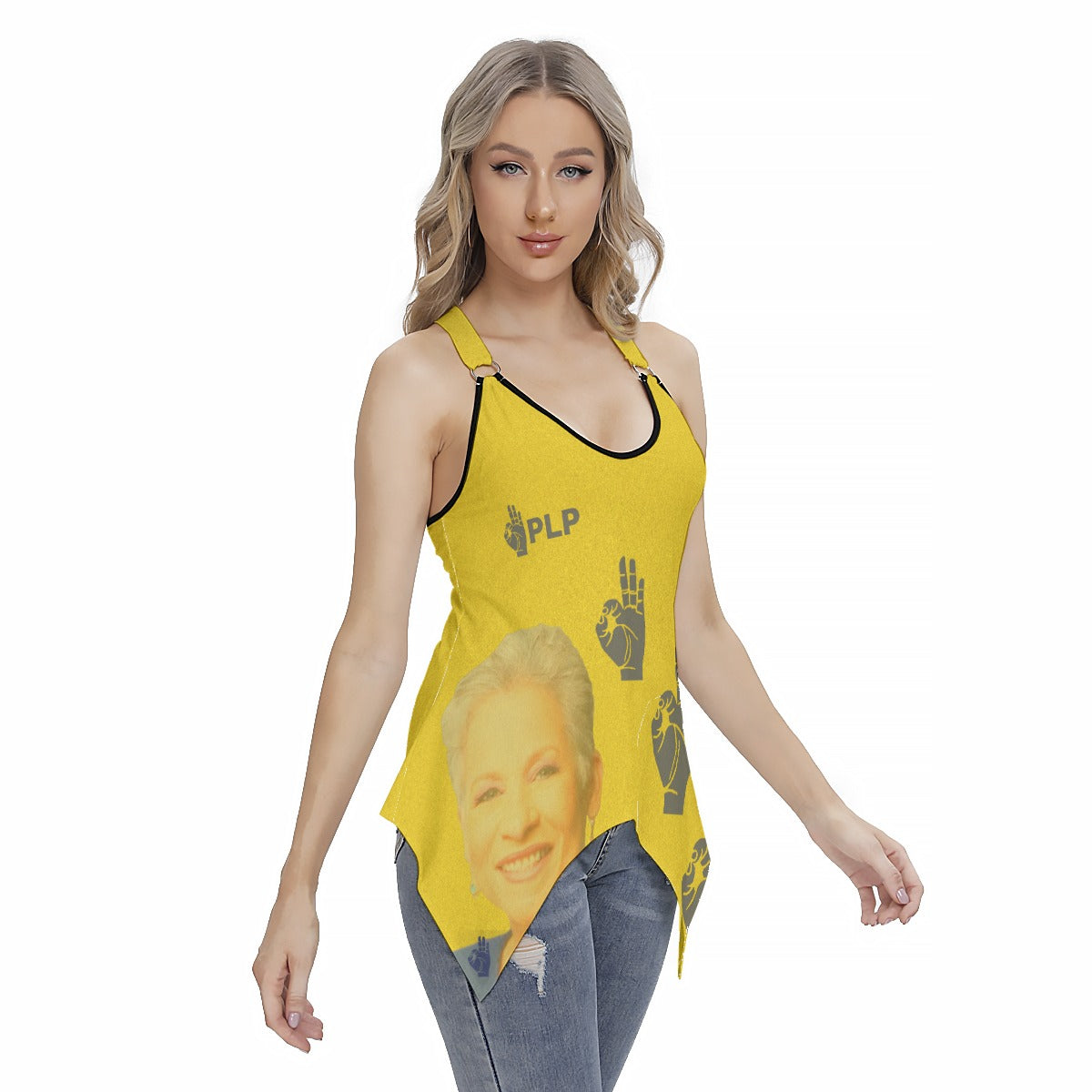 All-Over Print Women's Racing Tank Top With Irregular Hem