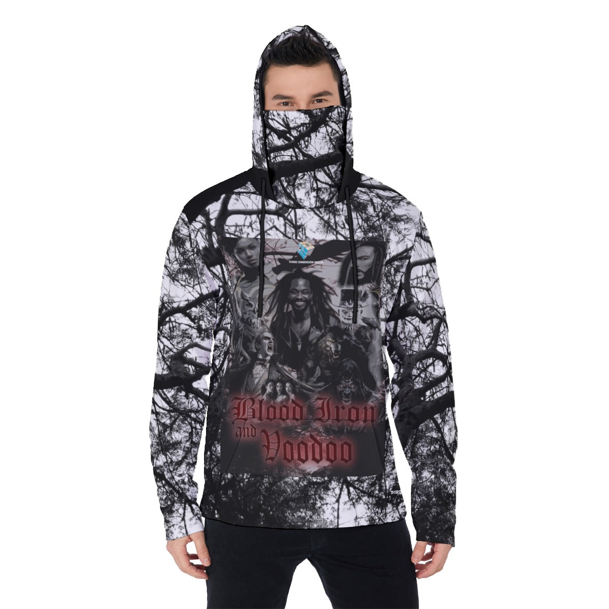 All-Over Print Men's Pullover Hoodie With Mask