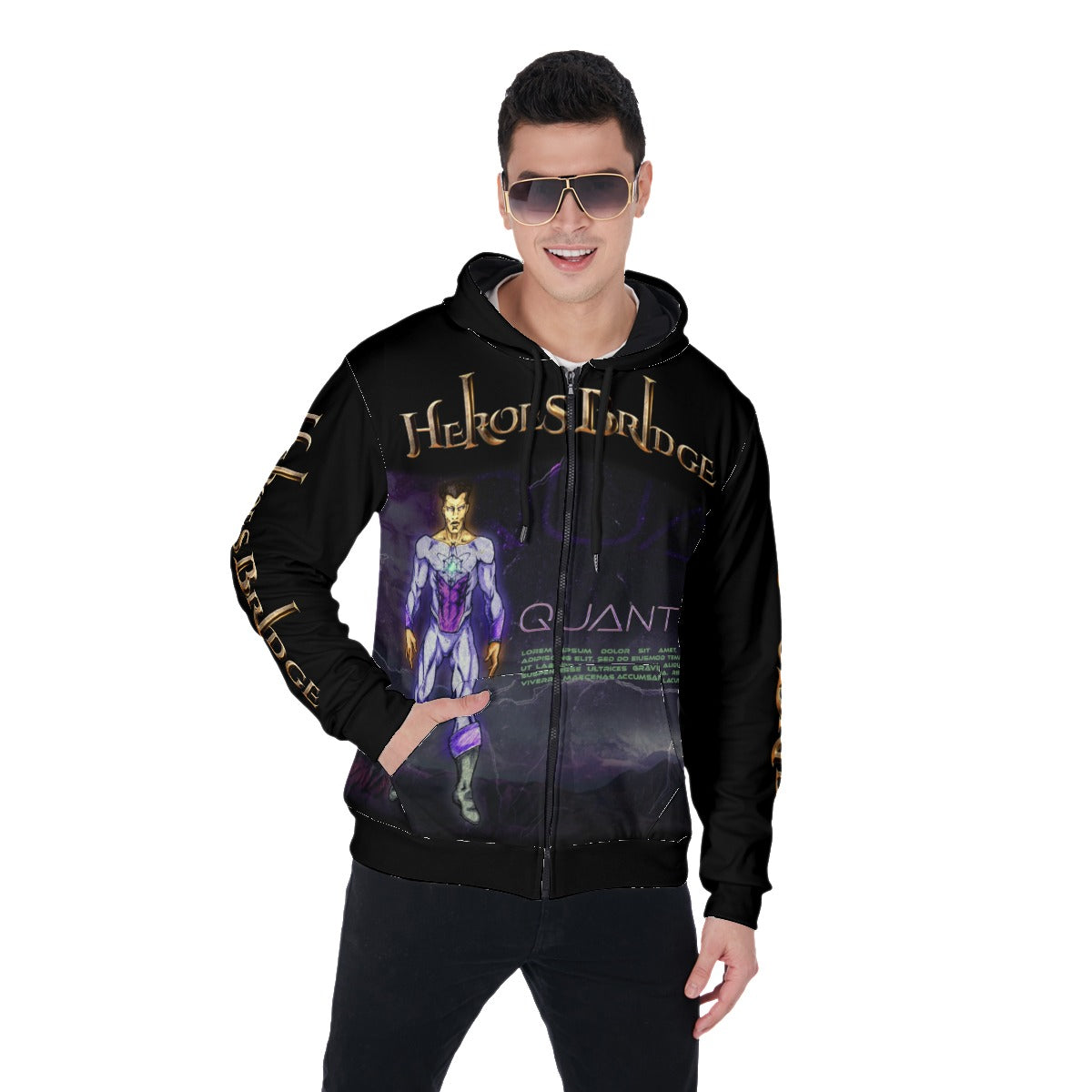 All-Over Print Zip Up Hoodie With Pocket