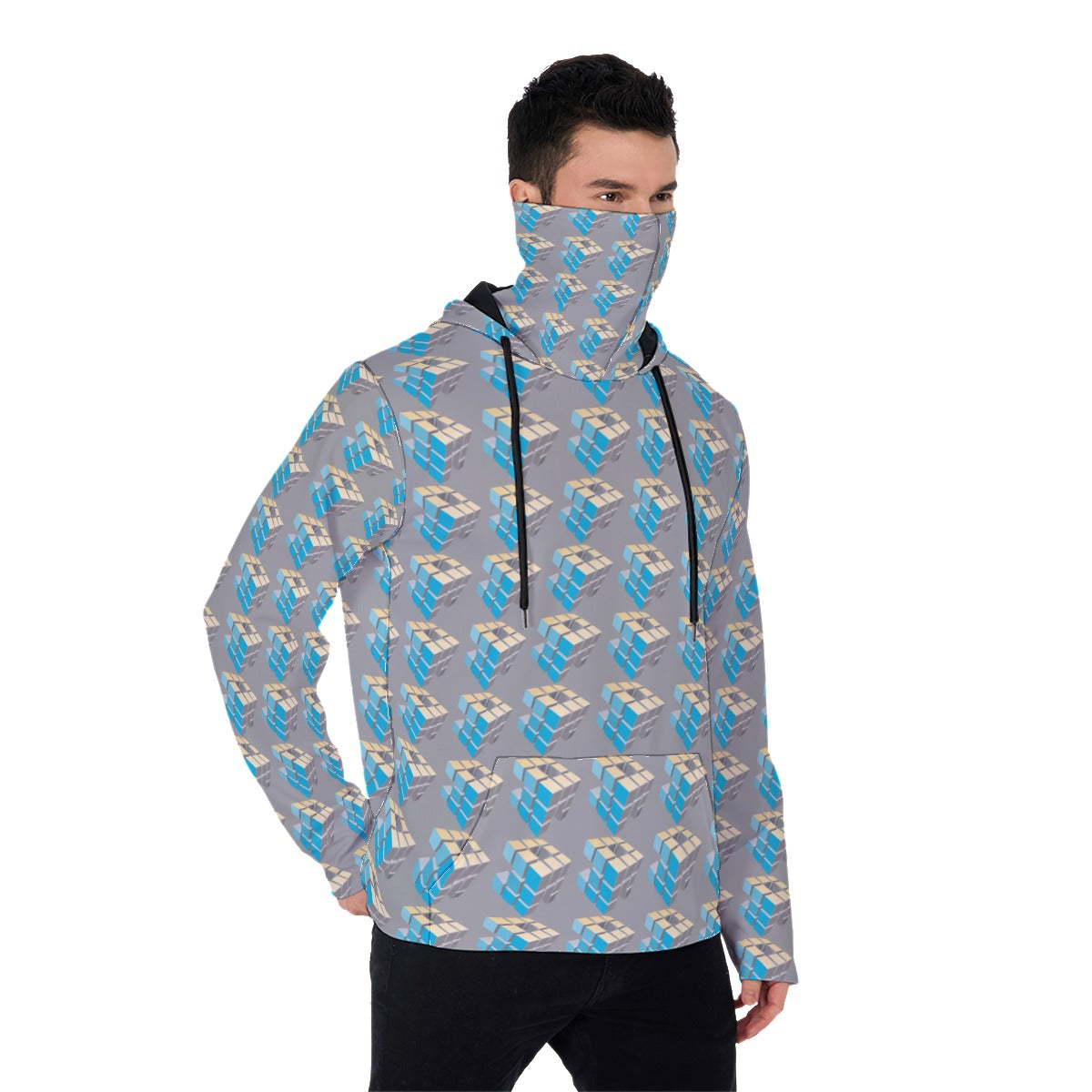 All-Over Print Men's Pullover Hoodie With Mask