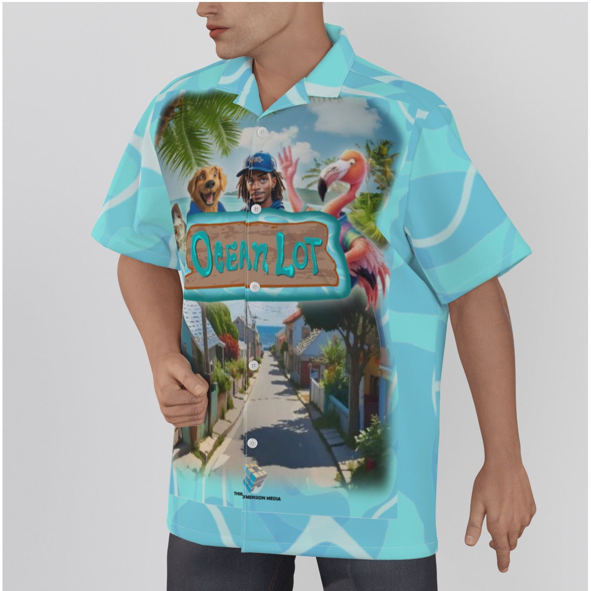 All-Over Print Men's Hawaiian Shirt With Button Closure