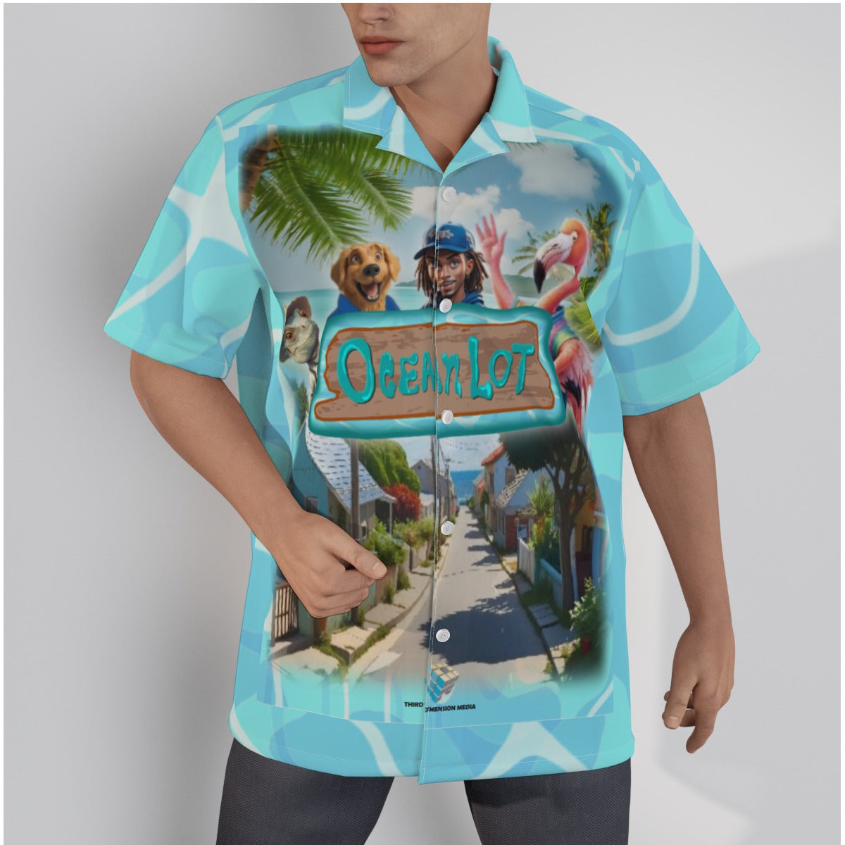 All-Over Print Men's Hawaiian Shirt With Button Closure