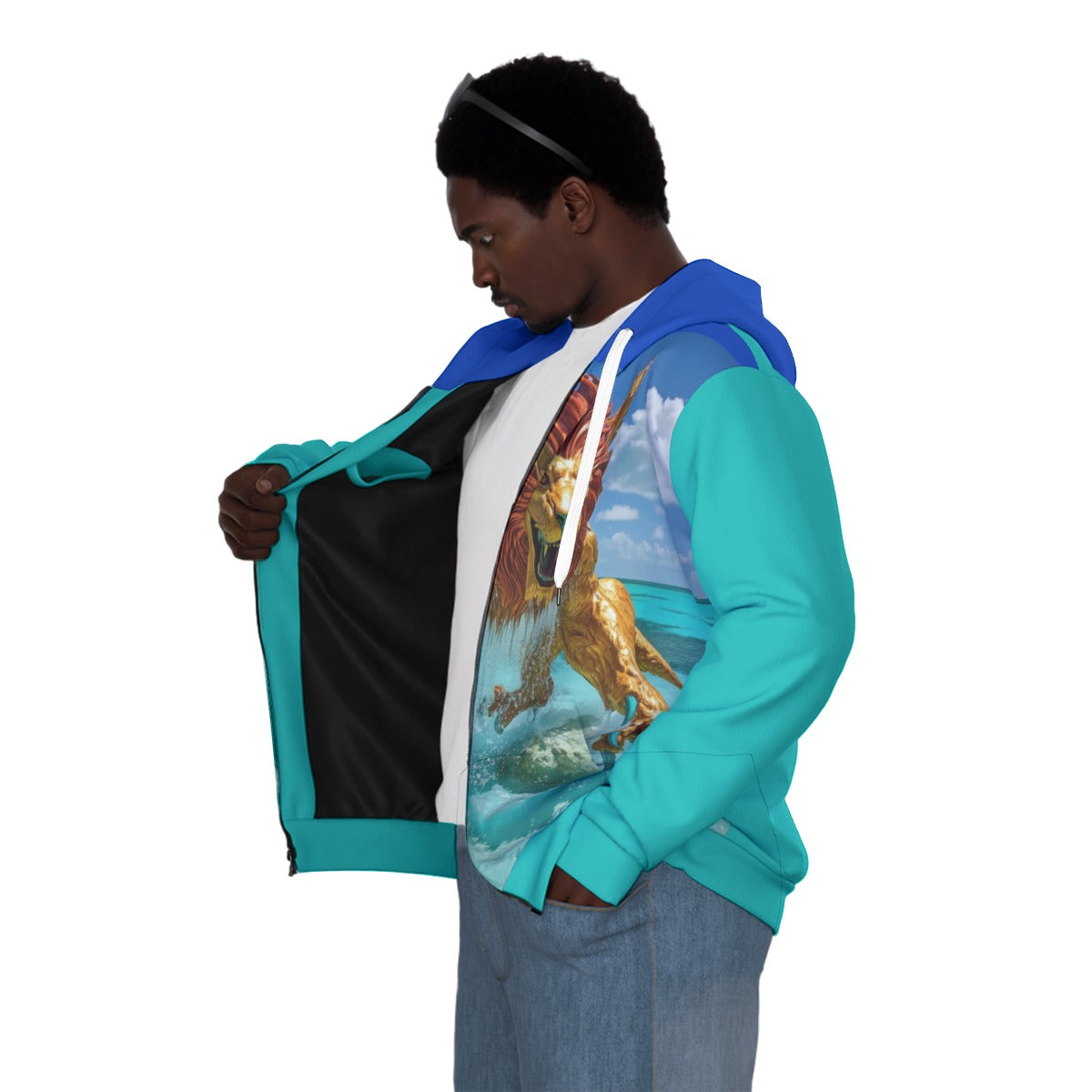 All-Over Print Unisex Zipper Hoodie With Black Lining