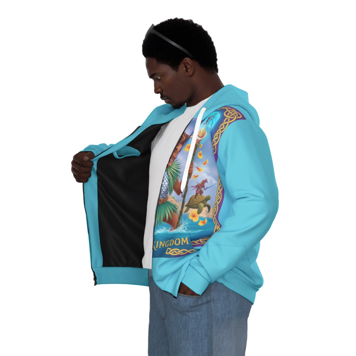 All-Over Print Unisex Zipper Hoodie With Black Lining