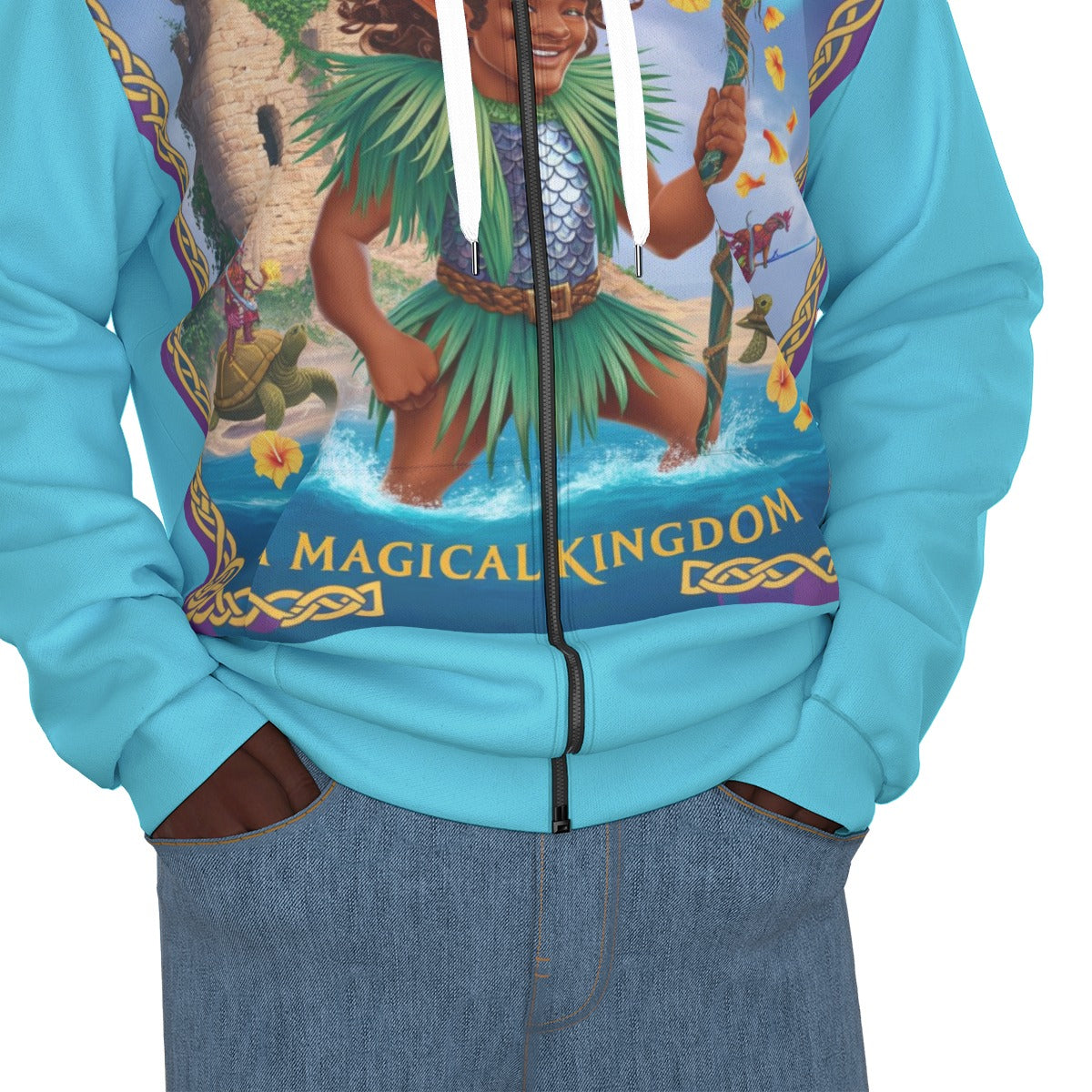 All-Over Print Unisex Zipper Hoodie With Black Lining