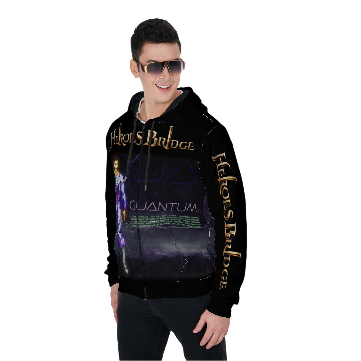 All-Over Print Zip Up Hoodie With Pocket