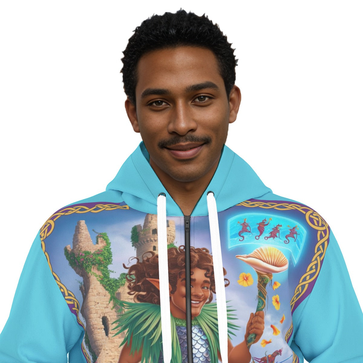 All-Over Print Unisex Zipper Hoodie With Black Lining
