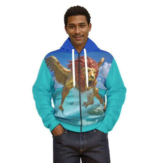 All-Over Print Unisex Zipper Hoodie With Black Lining
