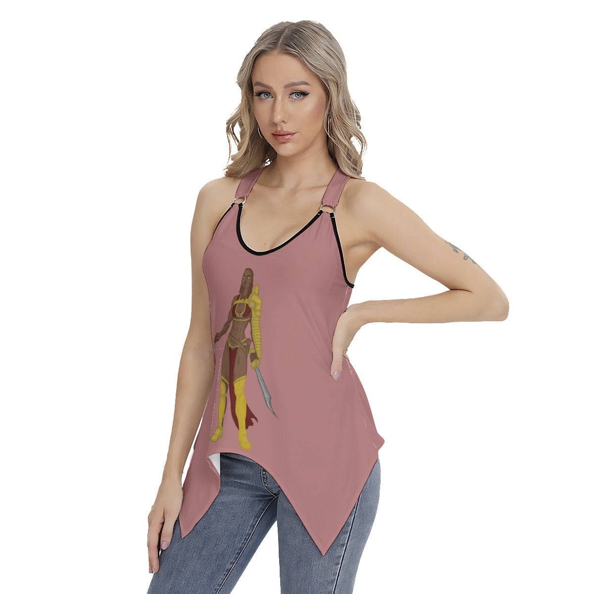 All-Over Print Women's Racing Tank Top With Irregular Hem