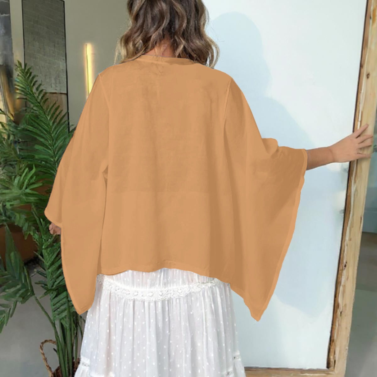All-Over Print Boho Patchwork Kimono Sleeve Top