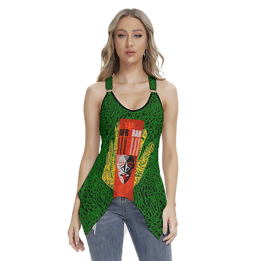 All-Over Print Women's Racing Tank Top With Irregular Hem