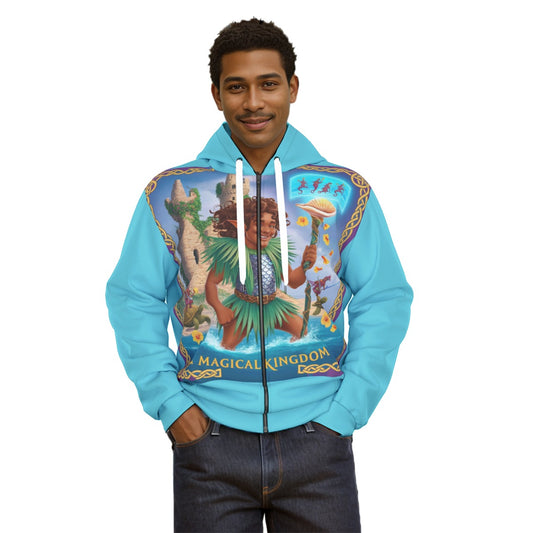 All-Over Print Unisex Zipper Hoodie With Black Lining