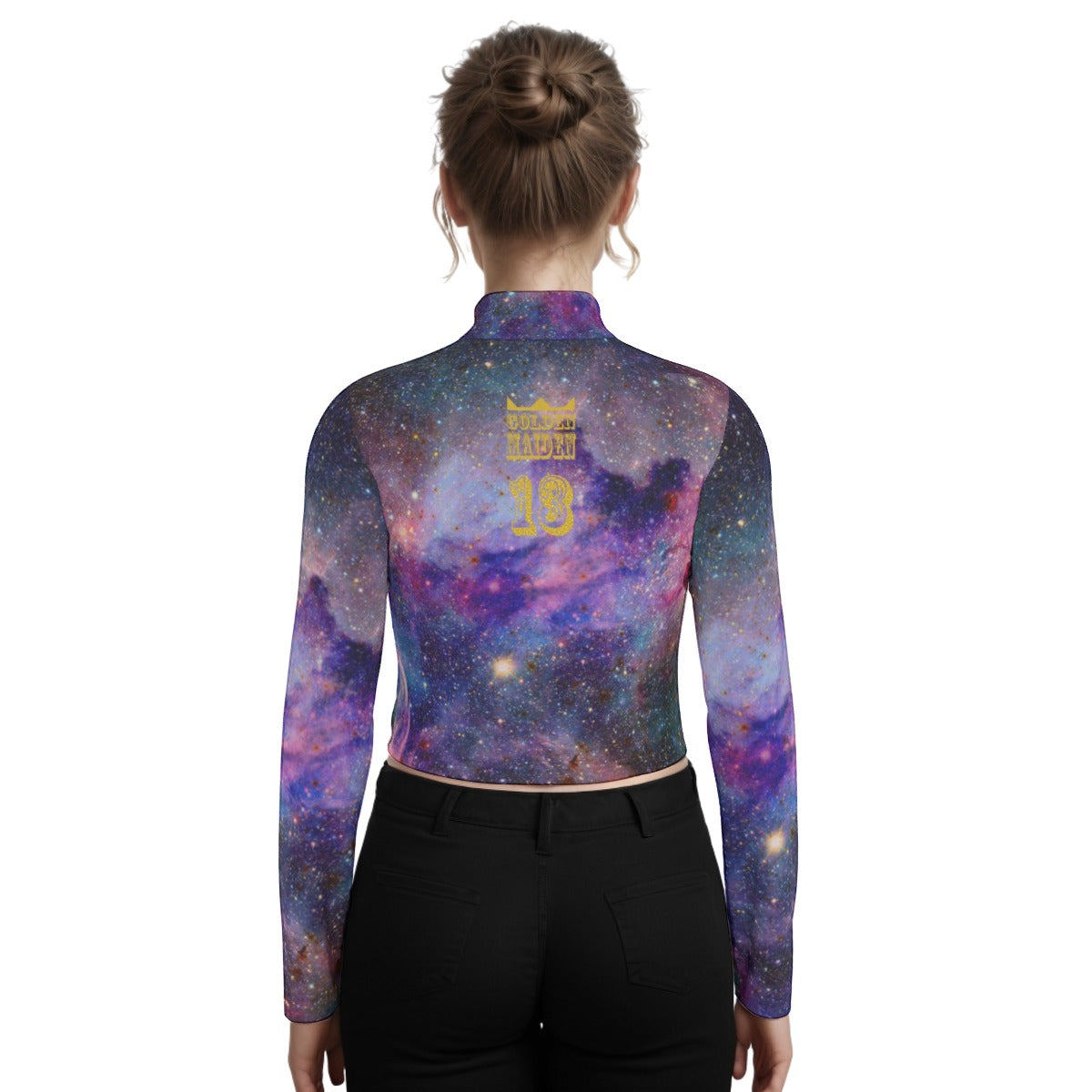 Eco-Friendly All-Over Print Women's Turtleneck T-shirt With Long Sleeve