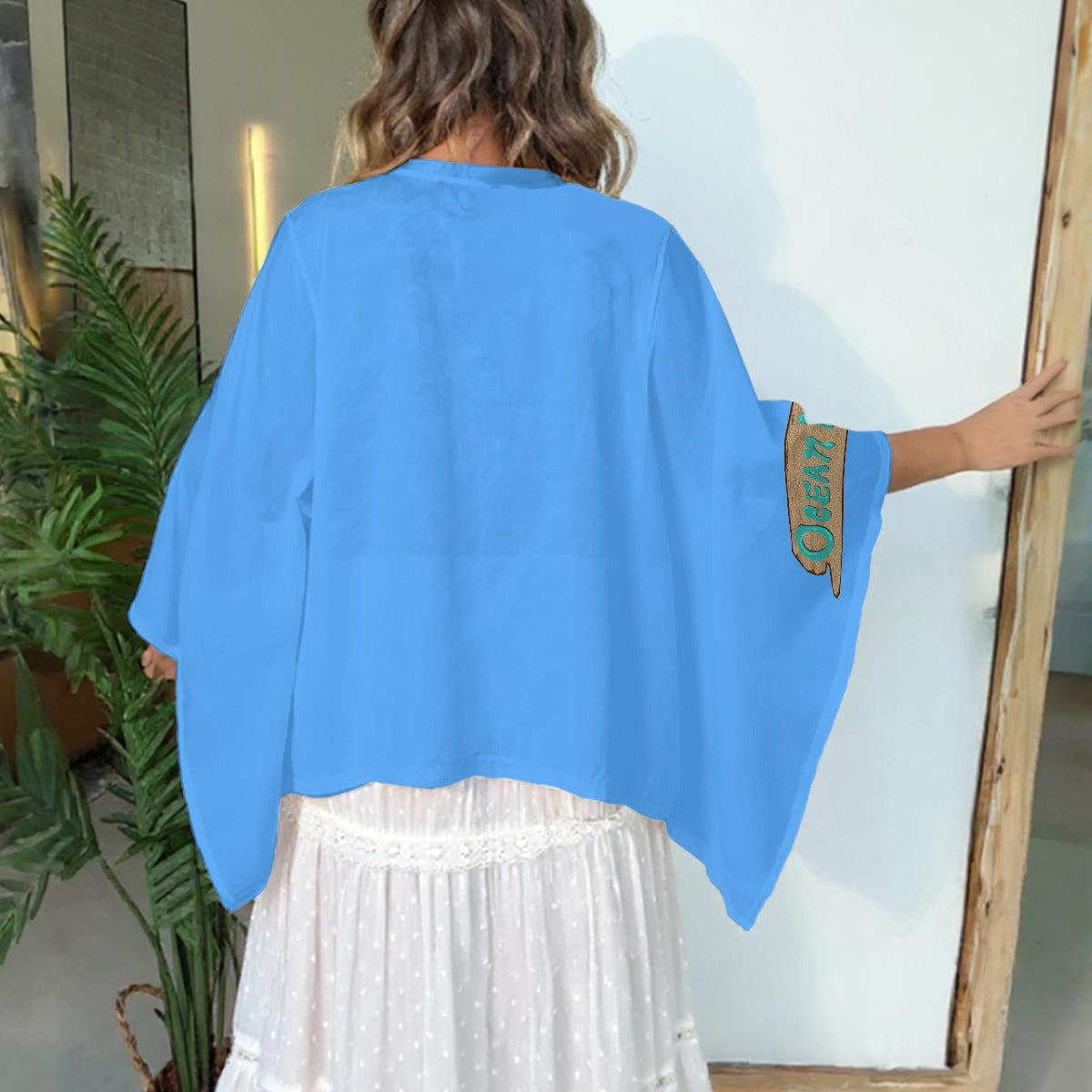 All-Over Print Boho Patchwork Kimono Sleeve Top