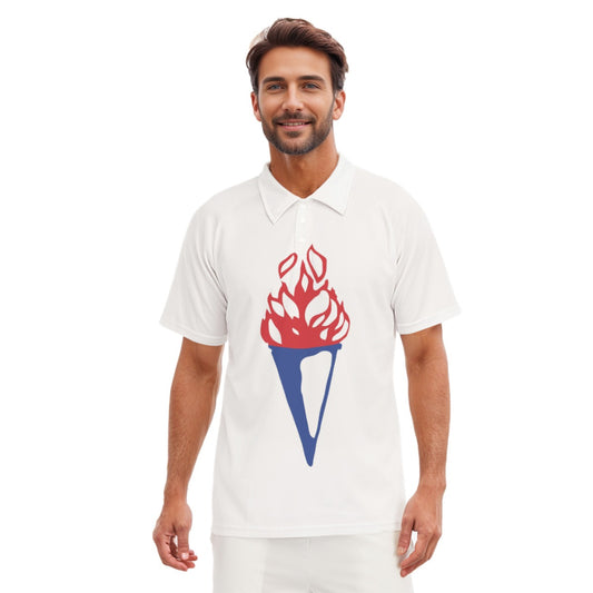 All-Over Print Men's Short Sleeve Polo Shirt With Button Closure