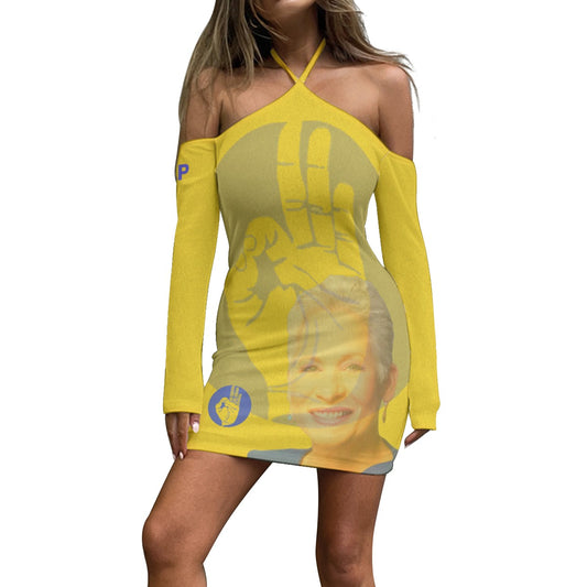 All-Over Print Women's Halter Lace-up Dress