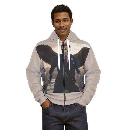 All-Over Print Unisex Zipper Hoodie With Black Lining