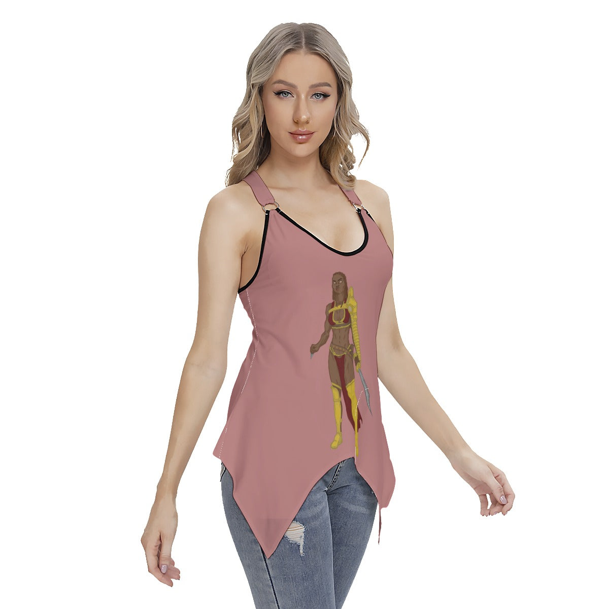 All-Over Print Women's Racing Tank Top With Irregular Hem