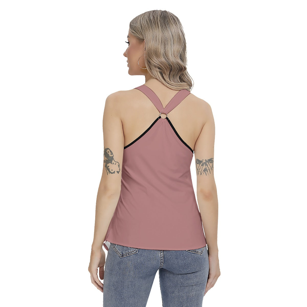 All-Over Print Women's Racing Tank Top With Irregular Hem